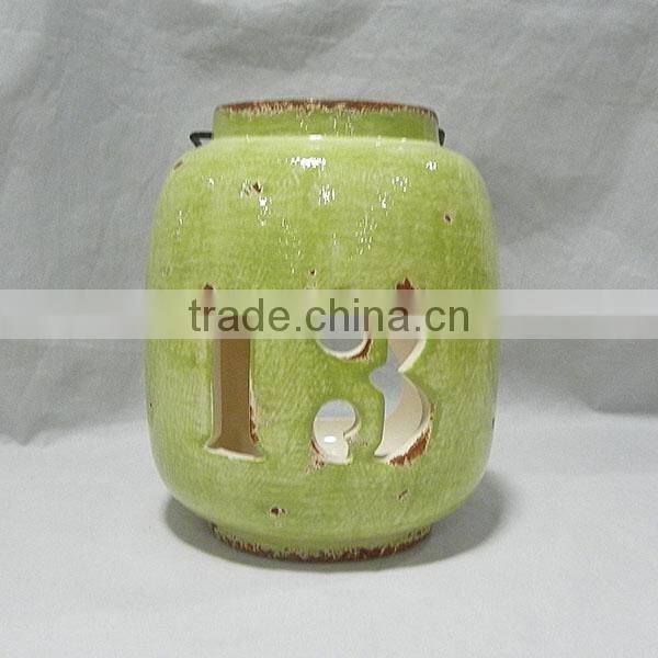 Round hanging ceramic lanterns
