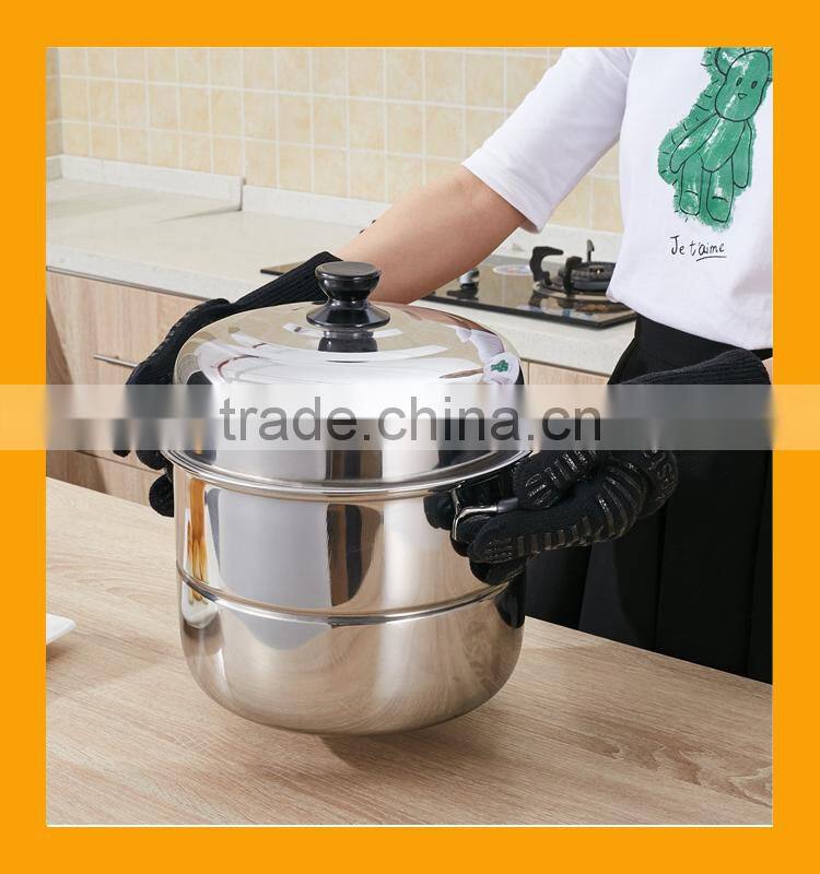 High Temperature Resistance Gloves, Machine Washable Silicone BBQ Grill Gloves, Black Flexible Safe Oven Glove