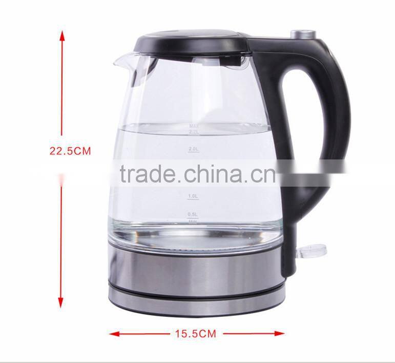 good quality and competitive price clear glass electric kettle with color changing