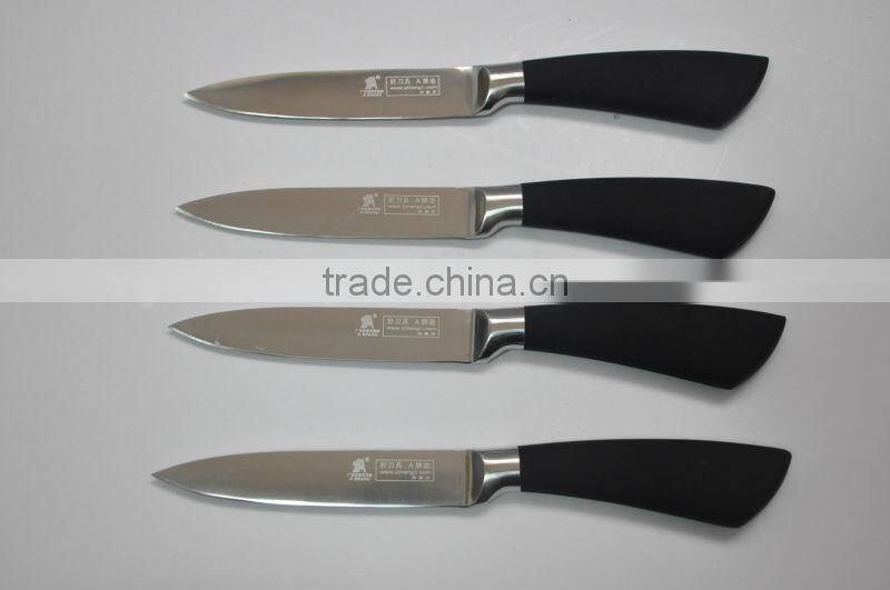 hollow steel painted black rubber handle cutting knife