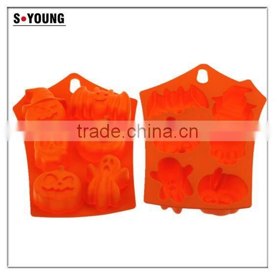 11003 6 Holes Halloween pumpkin shape baking silicon cake mould,
