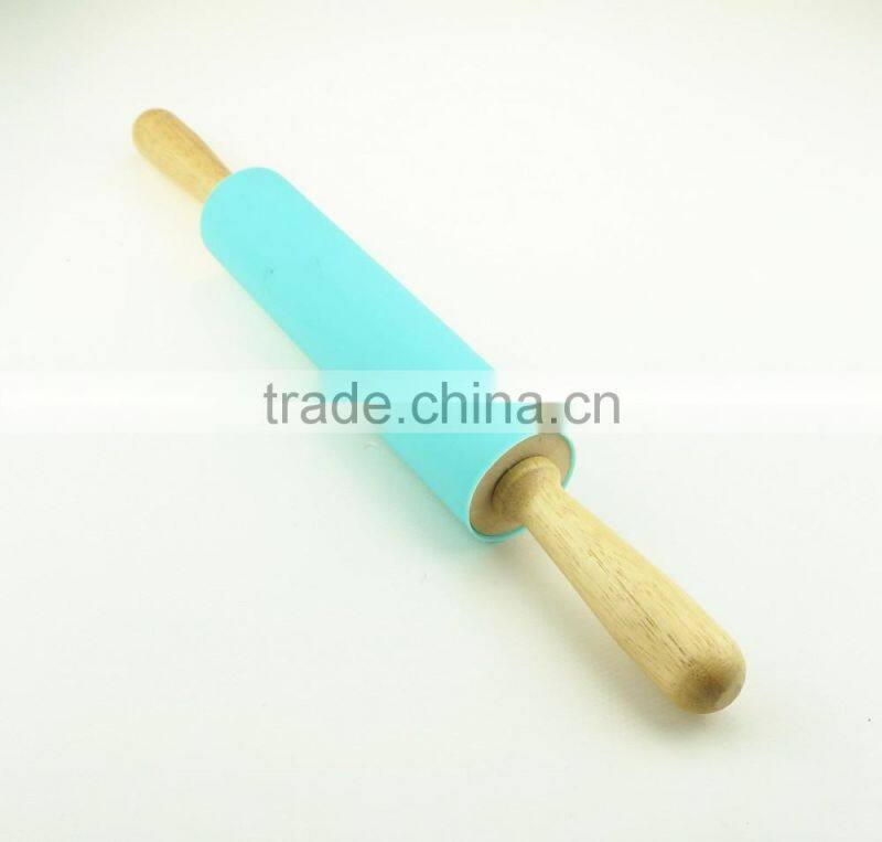 16161 Rolling Pin Non-Stick Silicone Surface Rolling Pin Wooden Rolling Pin Handl