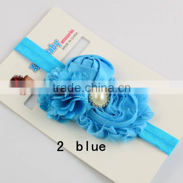 Most Hot Baby Hairband Flower Handwear Kids Girls Flower Ribbon Baby Elastic Headband For Kids