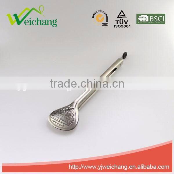 WCE7077 Stainless Steel Locking Kitchen Tongs Food Tong with holes Good silver kitchenware