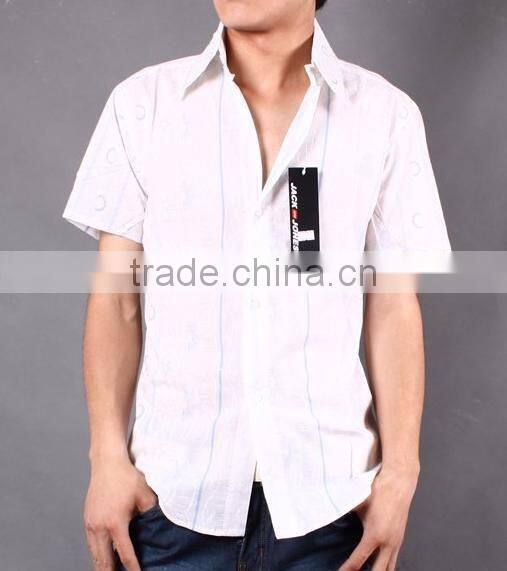 Mens fashion stripes shirts short sleeve dress casual shirts for man