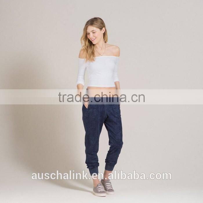 auschalink custom blue fashion jogger jeans pants manufacturers