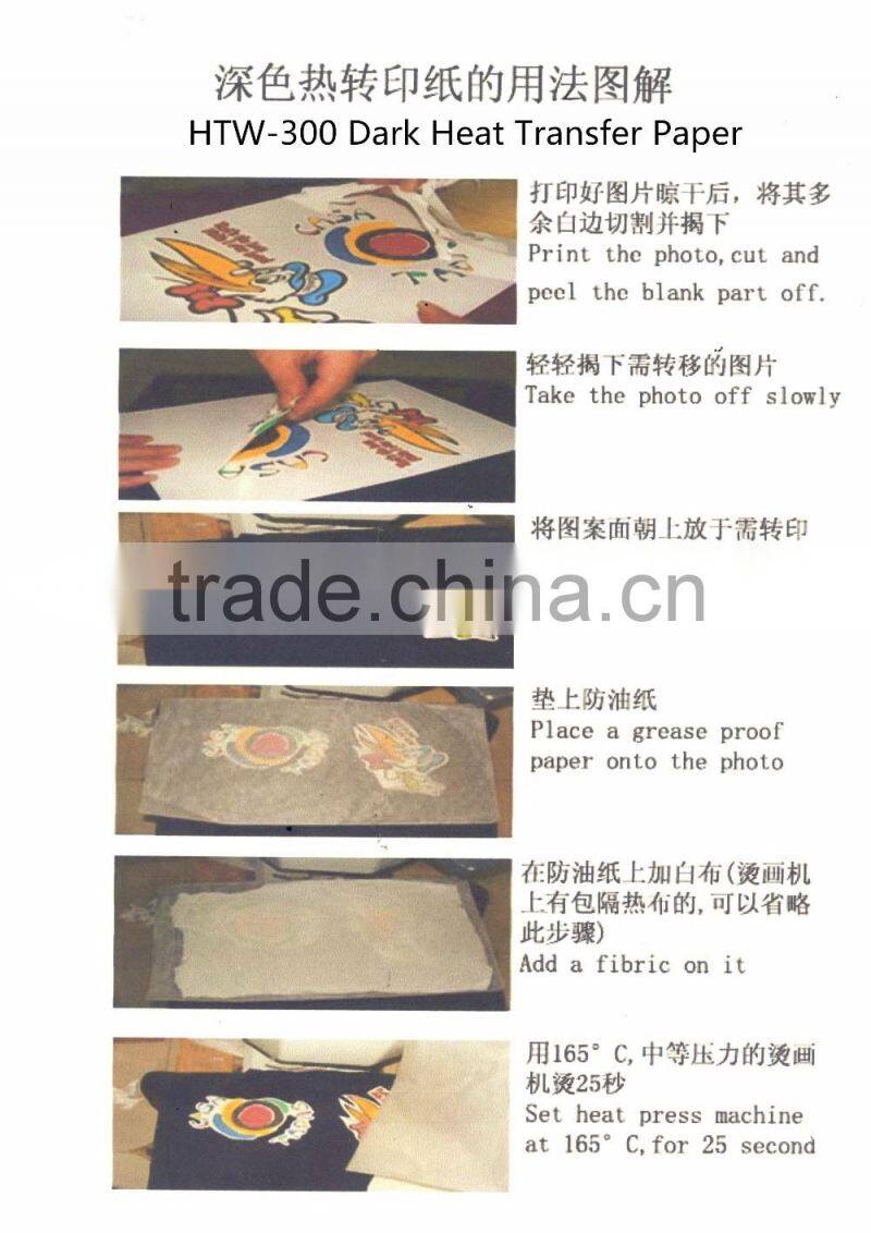 High quality t-shirt inkjet transfer paper for light and dark fabrics