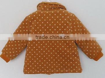 girls white spot brown color winter jacket