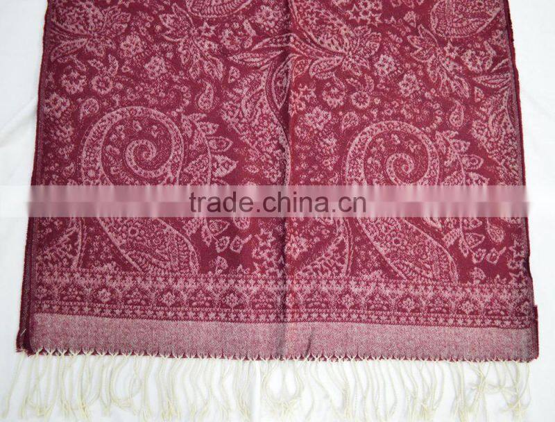 2017 the latest lady jacquard soft 100%acrylic paisley floral scarf shawl