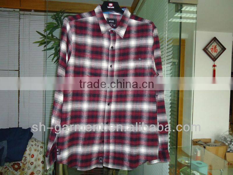 Men's red/black multi color check flannel shirt