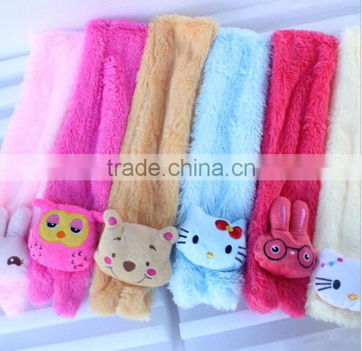 Coral cashmere scarves Cartoon animal head baby infant children's winter scarves wholesale fashionable scarf