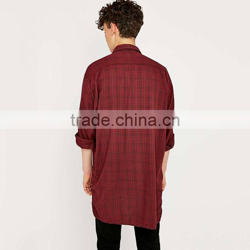 Italian style extra long sleeve checked shirts famous brand shirts for men