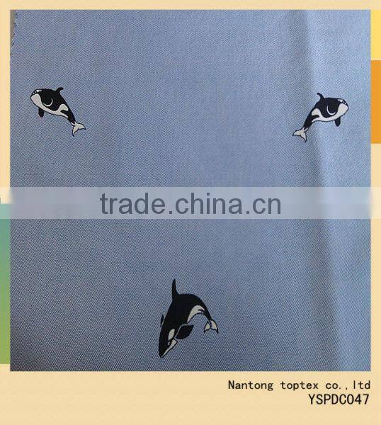 dolphin printed yarn dyed oxford cotton fabric for shirt