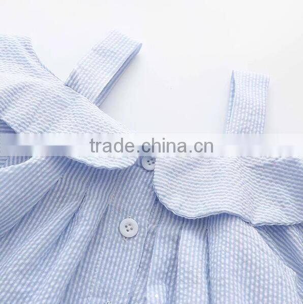 Kid fashion clothes seersucker blouse lovely girl shirt big collar fine shoulder straps clothing swimwear