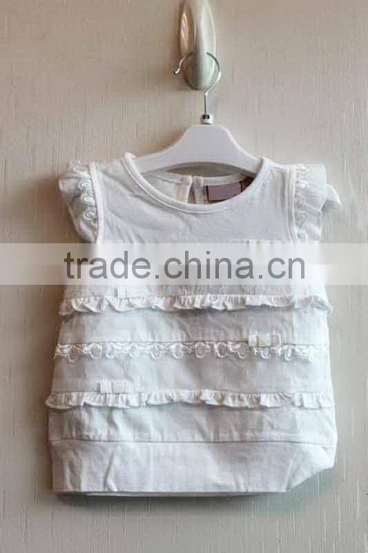Latest Style Baby Girls Short Sleeve T-shirt 100% Cotton Summer White T-shirt BS15-083
