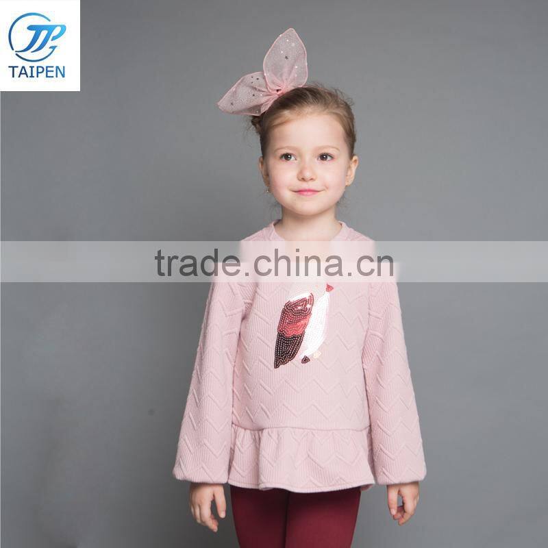 Kids Clothes Winter Girls Woolen T Shirt Jacquard Children's Top Long Sleeve t Shirt Wholesale