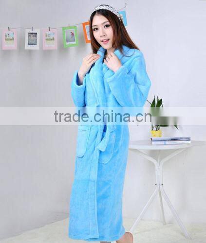 Popular Warm Extra Long Robes Blue Cotton Terry Bath Robes For Mens & Womens