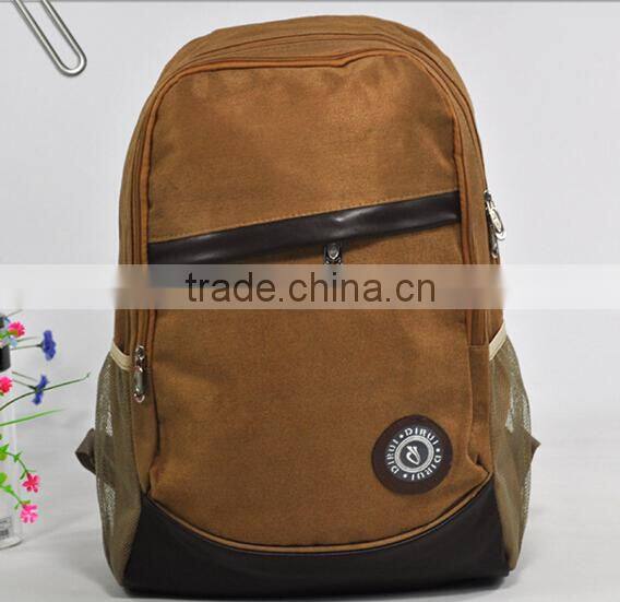 Average size Big Containable brown Suede leather Backpack With Many Pockets