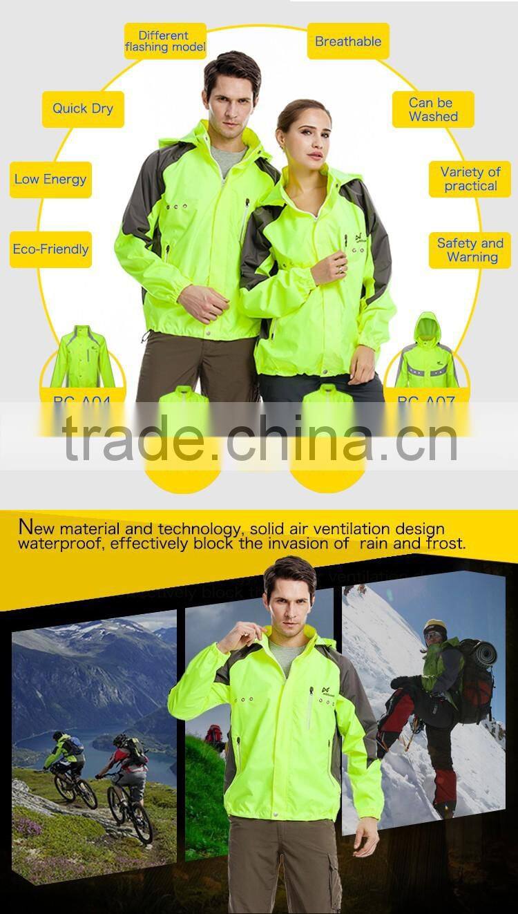 Customized label led shinning security caution cheap men winter jackets