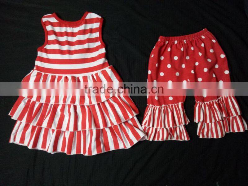 Baby Girls 4th Of July Ruffle Summer Outfits black red polka dot 4Th July Clothes Summer Vacation Outfit
