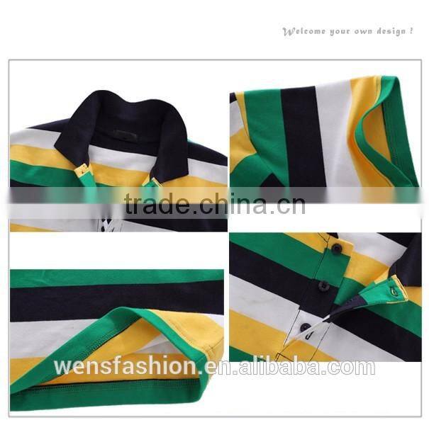Hot Sale Custom High Quality Pure Short Sleeve Stripe Polo Shirt For Man