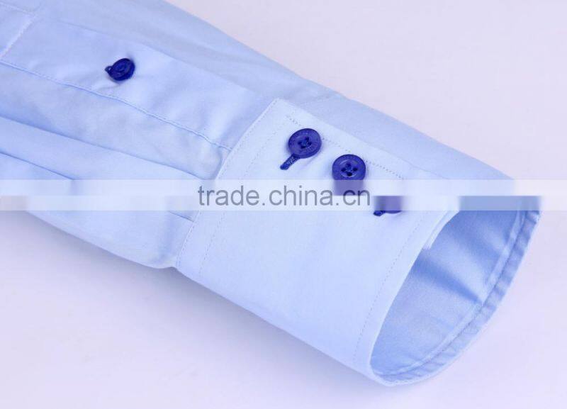 2017 new men's dress shirt with high double button-down collar