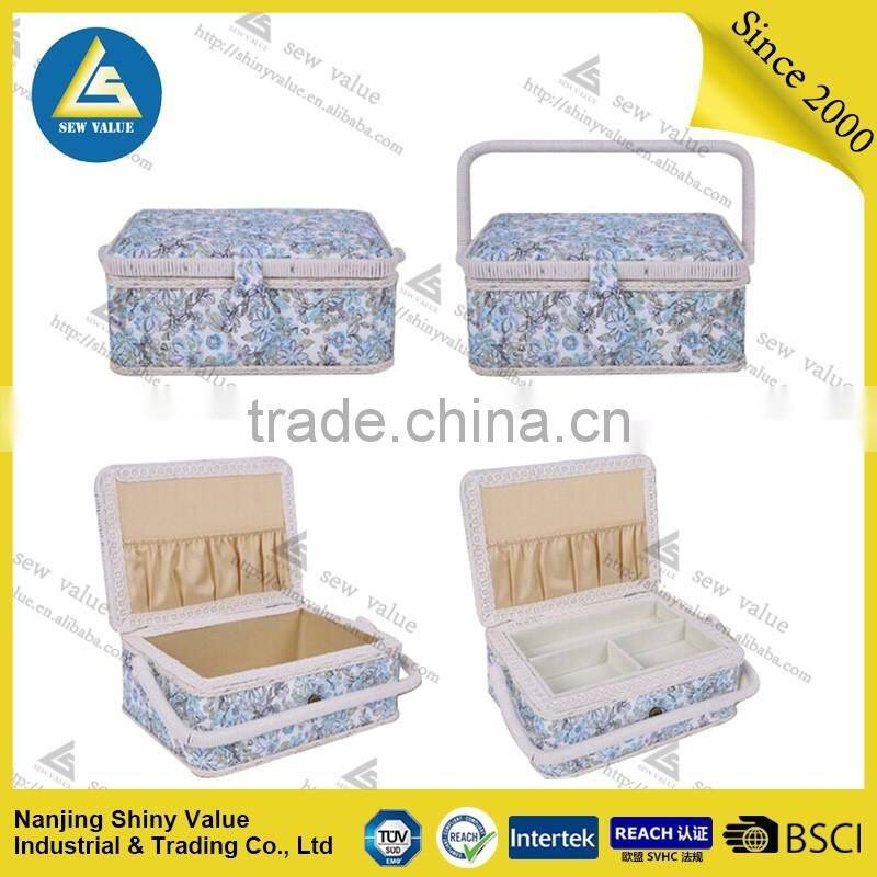 Non woven type fabric covering sewing basket with sewing kit
