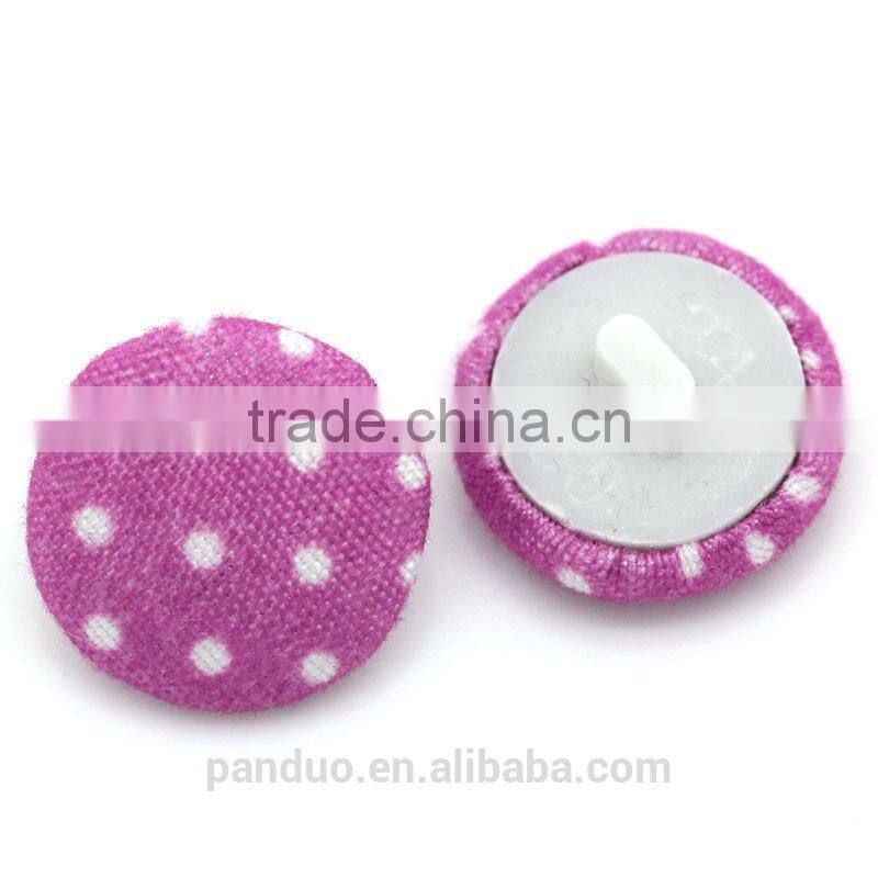 White Dot Print Purple Cloth Wrap Round Sewing Shank Buttons