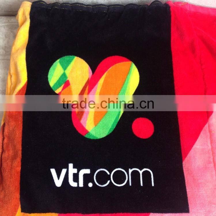 Folding beach towel bag 100% cotton custom