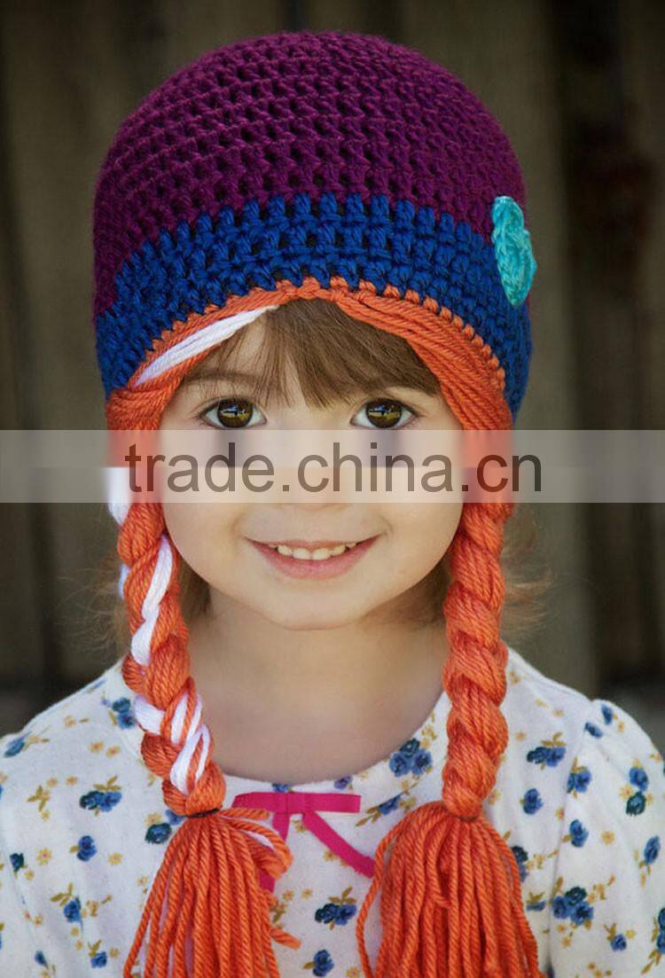Newborn Baby Girls the Frozen Elsa Anna Hat w/ Hair Cap Braid Knitting