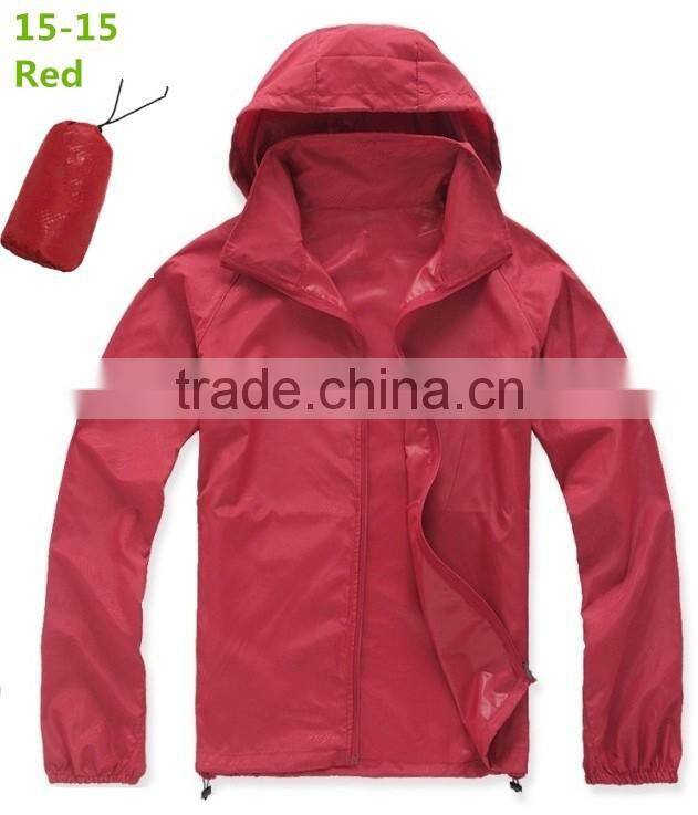 Rose Red Windbreaker Lightweight Hooded Pullover Packable Jacket with bag