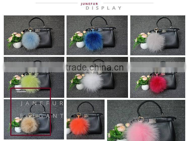 Colorful beautiful keyring fur pompon ball accessories keychain