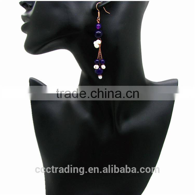 Fashion Purple color copper chain Agate Earrings CA137