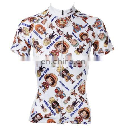 2016 women short sleeve Luffy cycling jersey white bike apparel girl's bicycle wear cycling gear