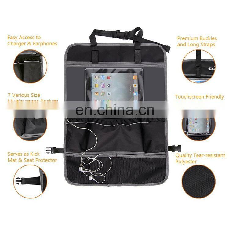 Car Seat Back Organizer with Tablet Holder Touch Screen Backseat Protector Kick Mat for Kids Baby