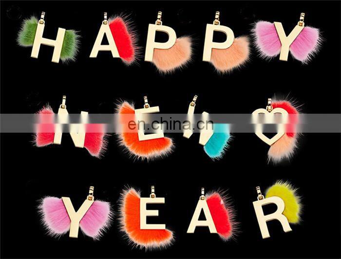 Popular and Fashion Winter Metal Letter Necklace Keychain/Mink Fur Accessory