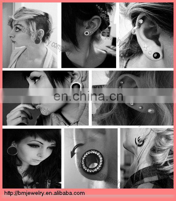 Pentagram black acrylic crazy UV ear fake plugs wholesale cheaper cheater body piercing jewelry