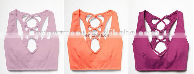 Gym Tank Top Stylish Sexy Cross Back Sports Bra Colorful Yoga Bra