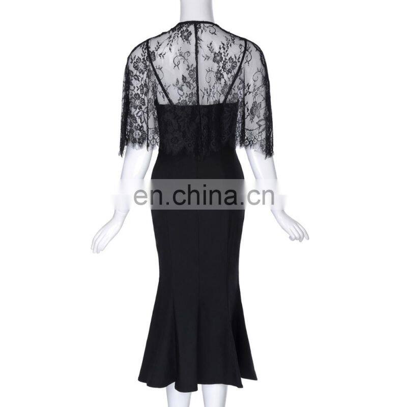 Belle Poque Retro Vintage Imitated Twinset Hips-Wrapped Bodycon Pencil Dress Women Elegant Lace Dress BP000330-1