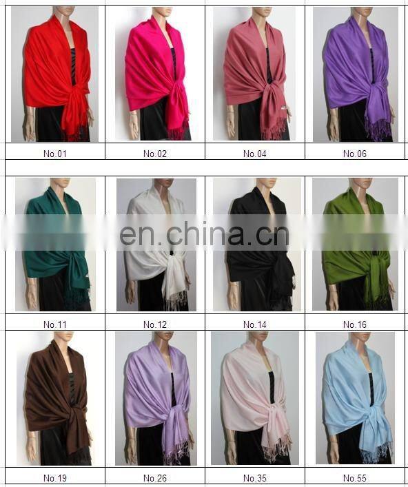 solid pashmina scarf with silk and wool (JDS-043_26#)