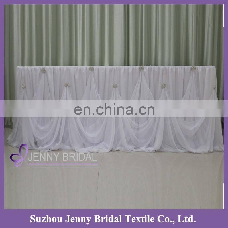 TS092B round silk chiffon indian wedding table skirts decoration
