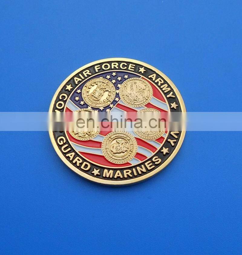 state of kuwait and United states flag enamel gold coin