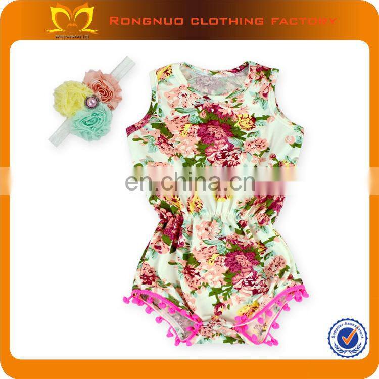 Latest Babeeni Smocked Rompers Vintage ONeck Flower Print Jumpsuit Kids Sequin Jumpsuit