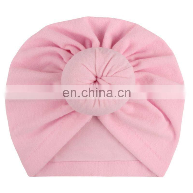 11colors Europe style organic cotton solid color rabbit ear bowknot baby turban hat free choose