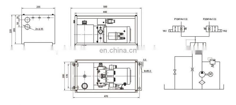 48V electric hydraulic power pack DC for truck
