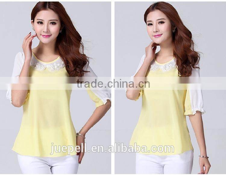High quality 2015 new design chiffon ladies blouse for summer