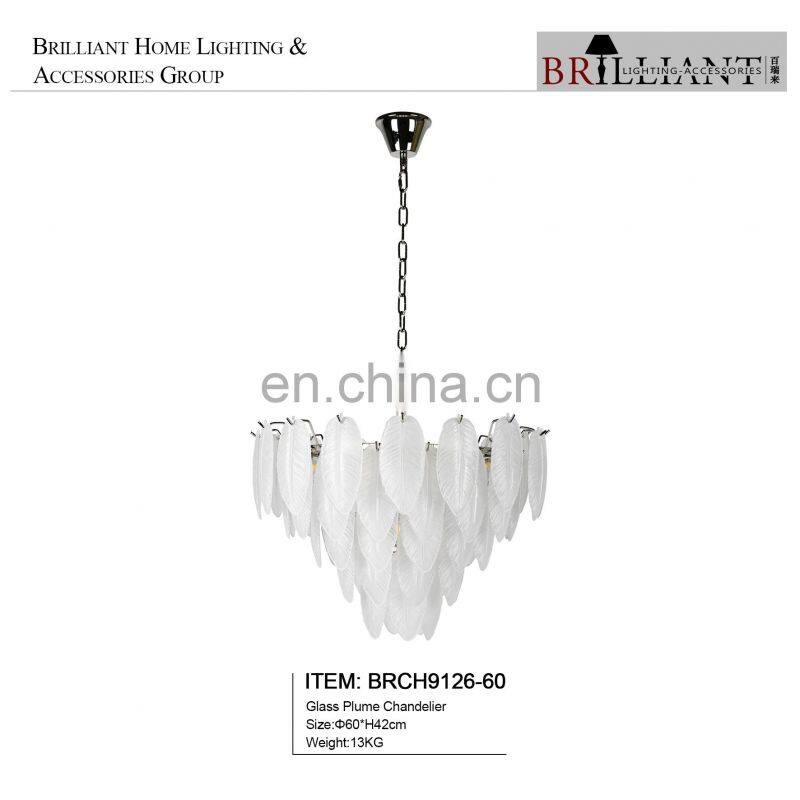 Glass Feather Plume Modern handmade Nordic bedroom Luxury New Chandelier