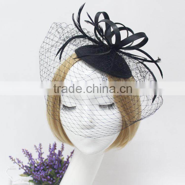Hair Accessories Hair Clip With Feather and Veil Fascinator Hat