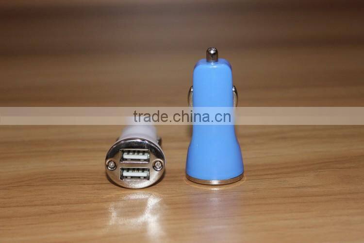 2016 New Fashion Design Dual USB Car Charger 5v2a Rapid charging with Kinds of Color