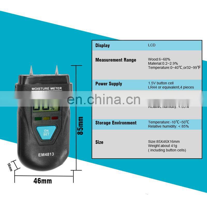 All-sun EM4813 Portable Wood Moisture Meter Digital Thermometer